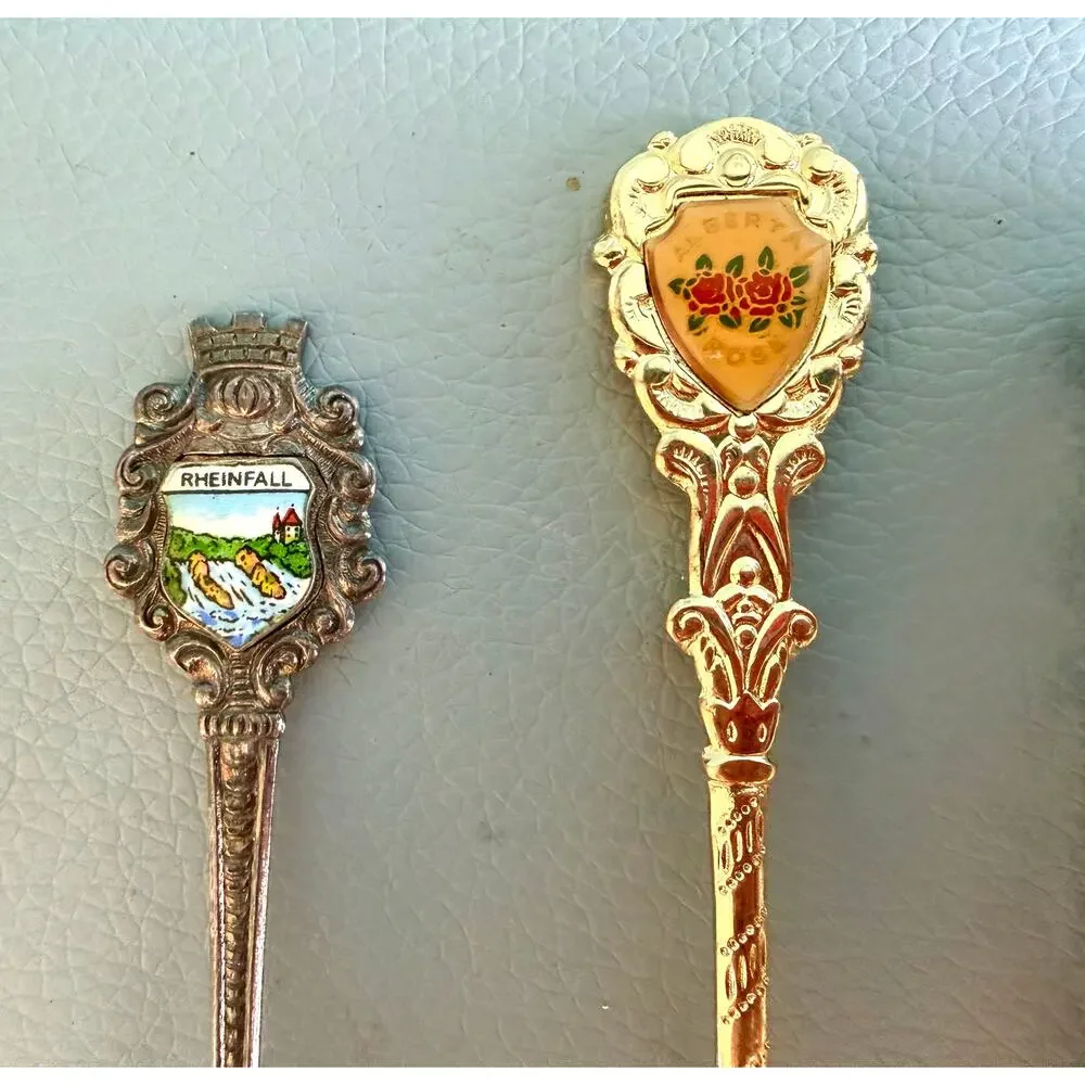 Vintage Souvenir & 2 Solid Silver Demitasse Spoon 10-Piece Estate Lot
